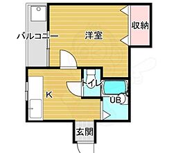 和プレジデント三条 1Kの間取図画像