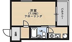 アメニティK2 1Kの間取図画像