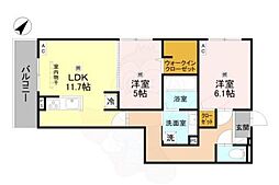 GRAMM桂稲荷山 2LDKの間取図画像