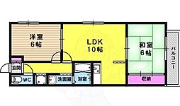 レジデンス鳥羽 2LDKの間取図画像
