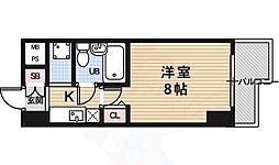 パラドール西院パート1 1Kの間取図画像