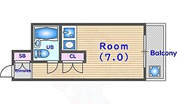 シティハイツ三条 ワンルームの間取図画像