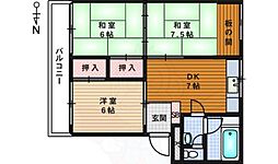 乾ハイツ 3DKの間取図画像