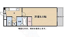 鹿苑 1Kの間取図画像
