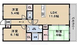 レジディア太秦 3LDKの間取図画像