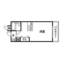 エル・ボスク2 1Kの間取図画像