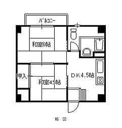 茨木グランドハイツ 2DKの間取図画像