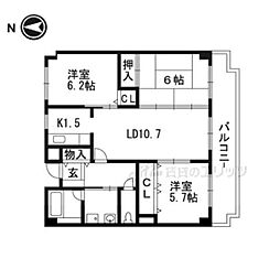 ボー・ドミール南茨木 3LDKの間取図画像