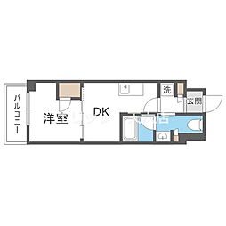 ザ・パークハビオ同心 1DKの間取図画像