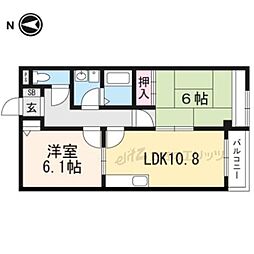 コルベーユ古曽部 2LDKの間取図画像