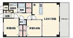 INFINI12江坂ガーデン 2LDKの間取図画像
