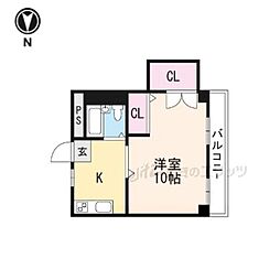 山崎第5マンション 1Kの間取図画像