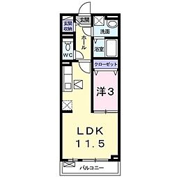 カームリートスィーム 1LDKの間取図画像