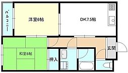 シエテ高槻 2DKの間取図画像