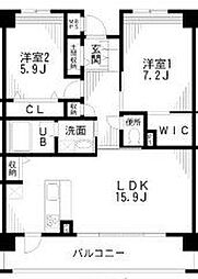 エルズレジデンス吹田 2LDKの間取図画像