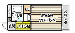 第12東昌ハイツ ワンルームの間取図画像