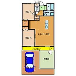 レクエルド藤 2LDKの間取図画像