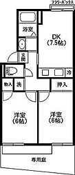 ルミエール.安満 2DKの間取図画像