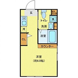 レピュア東十条駅前レジデンス 1階ワンルームの間取り