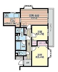 横浜西パーク・ホームズ 2LDKの間取図画像