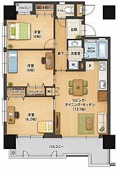 ライオンズタワー安里 3LDKの間取図画像