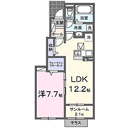 プラム　I 1階1LDKの間取り