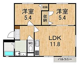 ベルドミールA  ｜ 奈良県生駒郡三郷町立野北１丁目（賃貸アパート2LDK・1階・51.00㎡） その2