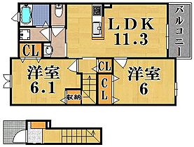 ブローテ  ｜ 京都府木津川市城山台１丁目（賃貸アパート2LDK・2階・57.07㎡） その2