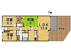 クレド生駒旭ヶ丘  ｜ 奈良県生駒市東旭ケ丘（賃貸マンション3LDK・1階・73.29㎡） その2