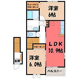 オアシスA 2LDKの間取図画像