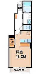 エルヴァージュ ワンルームの間取図画像