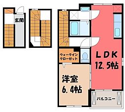 パティオA 1LDKの間取図画像