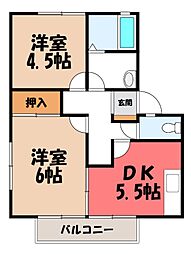 サンガーデン・カネコC 2DKの間取図画像