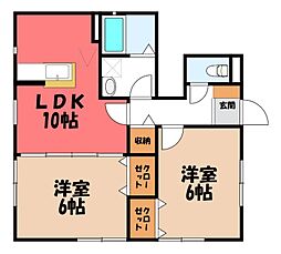 ディアコートD 2LDKの間取図画像