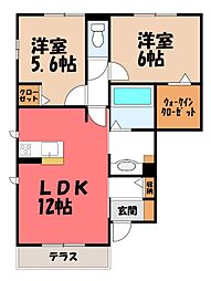フローラルハイツ 2LDKの間取図画像