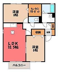 メルベーユB 2LDKの間取図画像