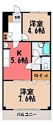 ベルビューA 2Kの間取図画像