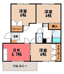 パークヒルズA 3DKの間取図画像