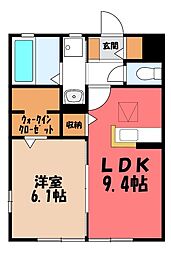 グレイス植上 1LDKの間取図画像