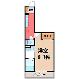 リオン 1Kの間取図画像