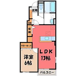 グロリアスM 1LDKの間取図画像