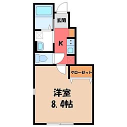 カリス・アルカディア 1Kの間取図画像