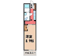 ブッシュクローバー2 1Kの間取図画像