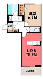 D-Gran 西本町 1LDKの間取図画像