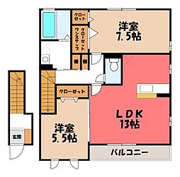 クレストC 2LDKの間取図画像