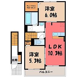 クレメントハウスB 2LDKの間取図画像