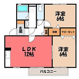 サンセール富士 2LDKの間取図画像