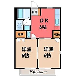 美恵乃ハイム1 2DKの間取図画像