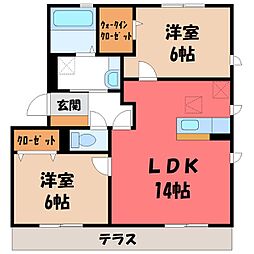 ボナールB 2LDKの間取図画像