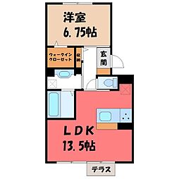 バンブーハイム 1LDKの間取図画像